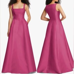 NEW ALFRED SUNG Corset Satin Tea Rose Pink sleeveless Gown Sz 4